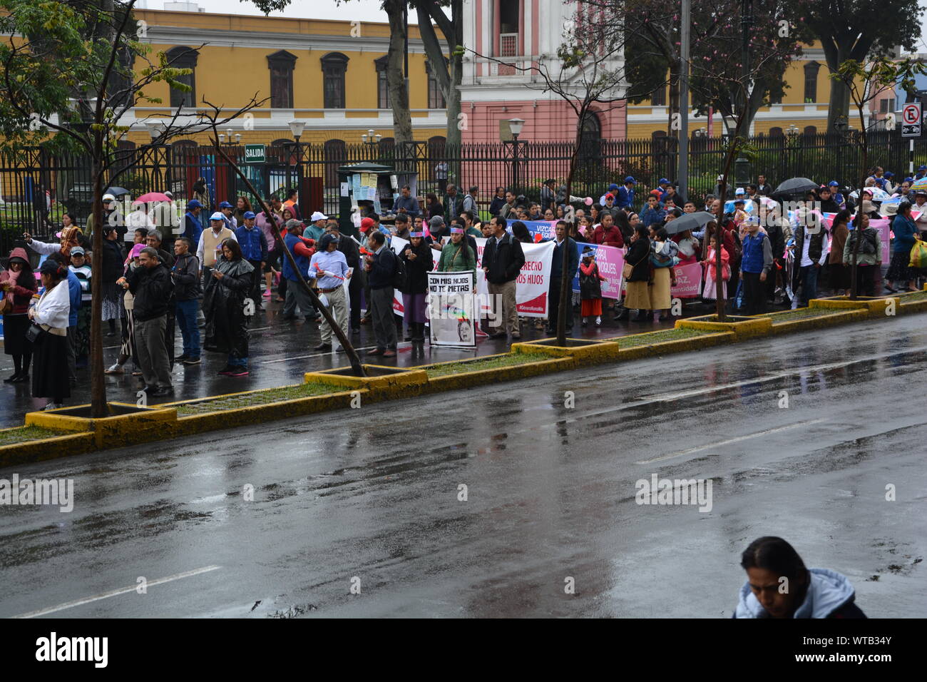 La protesta contro la igaulity del sesso in Lima Peru Foto Stock