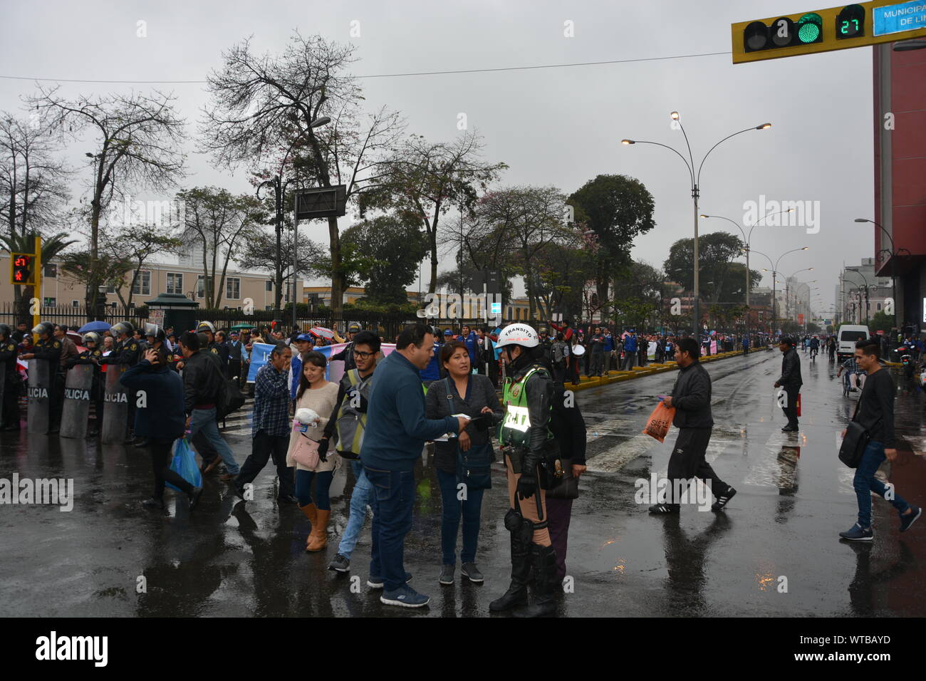 La protesta contro la igaulity del sesso in Lima Peru Foto Stock