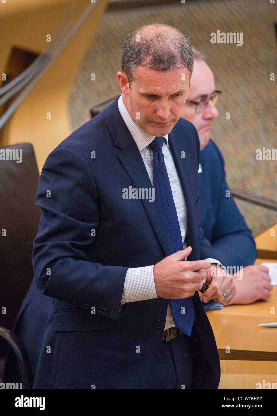 Edinburgh, Regno Unito. Il 5 settembre 2019. Nella foto: Michael Matheson MSP - Armadio Segretario per i trasporti, infrastrutture e connettività. Il governo scozzese Discussione: evitando una trattativa non uscire dall'UE. Che il Parlamento concorda che il Regno Unito non dovrebbe in alcun caso lasciare la UE su un no-base della trattativa e condanna del Primo Ministro sospensione del parlamento britannico già a partire dal 9 Settembre fino al 14 ottobre 2019. Il risultato della divisione è: per 87, contro 28, astensioni 0. Colin Fisher/CDFIMAGES.COM Foto Stock