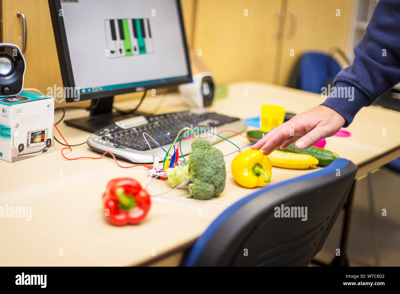 I giovani della scuola i bambini che imparano la scienza e la tecnologia nei programmi dello stelo Foto Stock