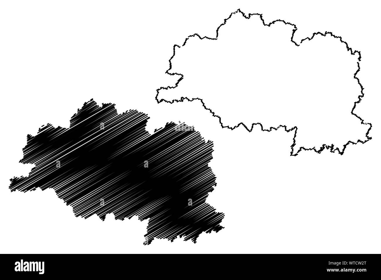 Regione di Vitebsk (Repubblica di Bielorussia, Bielorussia o Bielorussia, regioni di Bielorussia) mappa illustrazione vettoriale, scribble schizzo Vitsebsk Voblast o Viteb Illustrazione Vettoriale