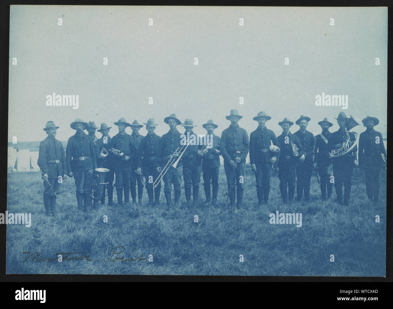 Banda Militare a piloti ruvida camp, Montauk Point, New York Foto Stock