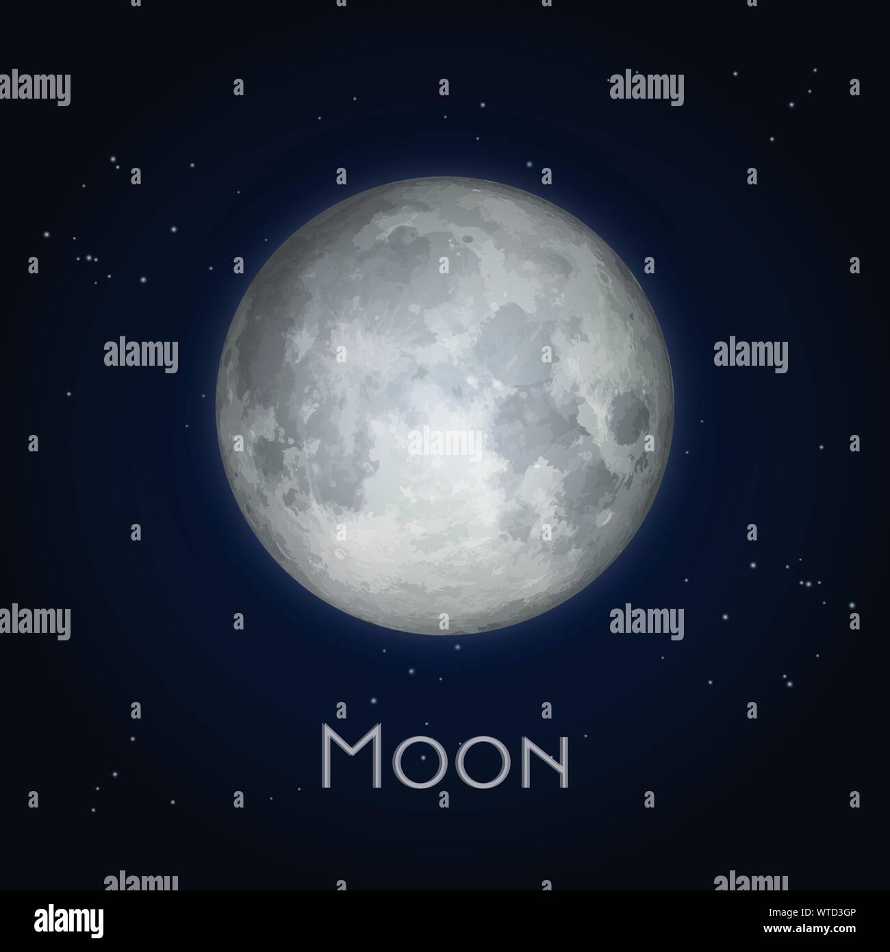 Luna piena o metà della luna closeup con crateri Illustrazione Vettoriale