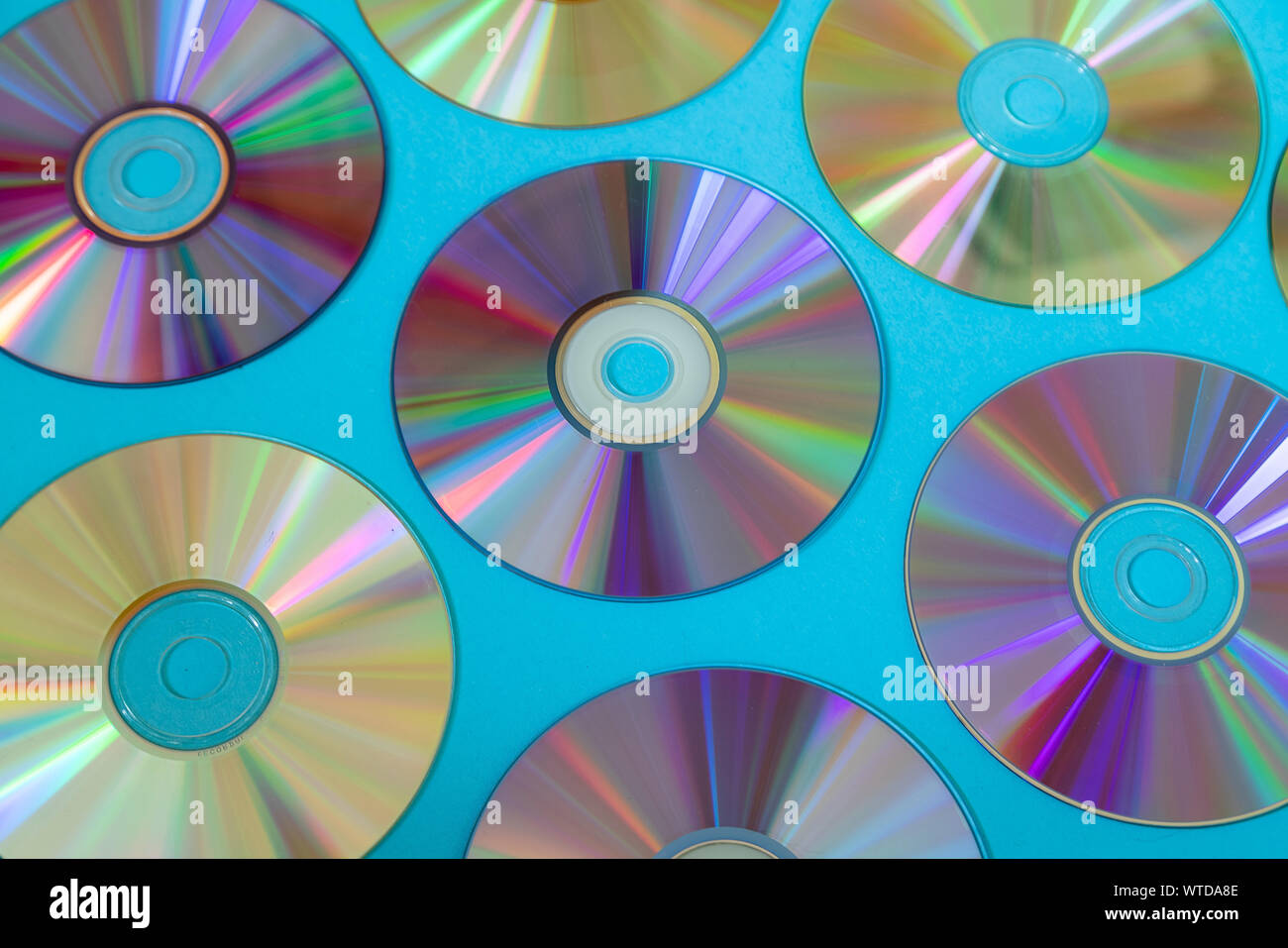 Vintage CD o disco DVD sfondo, vecchio cerchio dischi utilizzati per la memorizzazione di dati, condividere musica e film Foto Stock