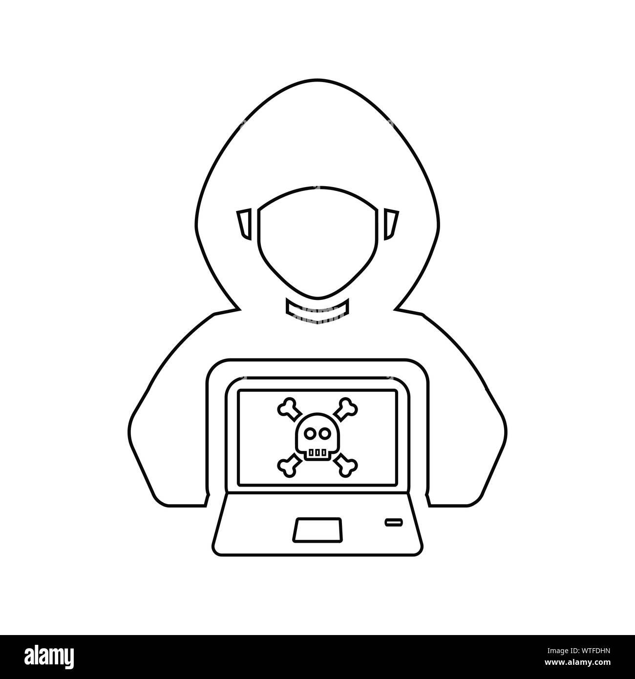 Icona di hacker, la pirateria, la criminalità informatica Illustrazione Vettoriale
