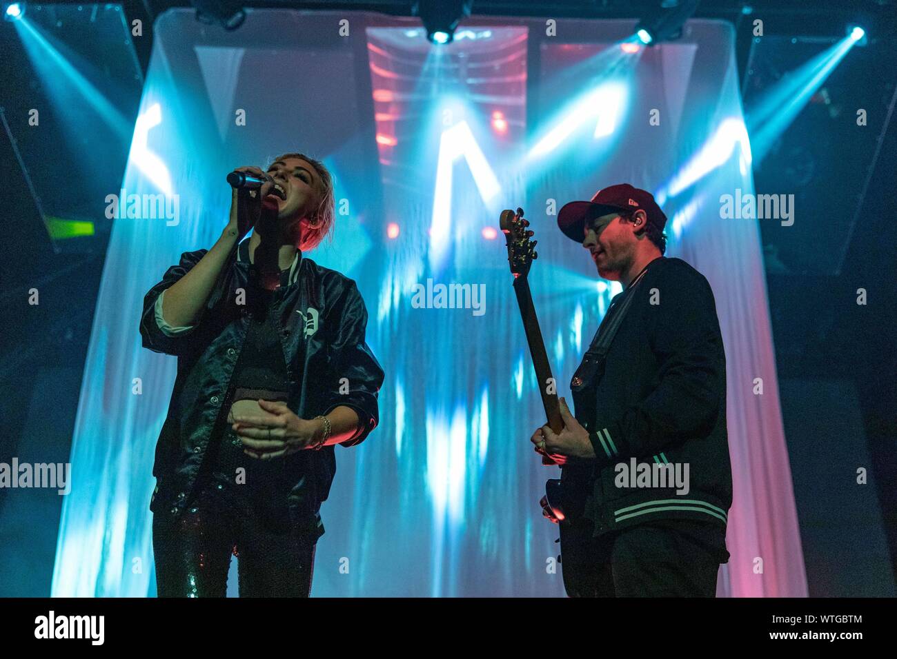 Agosto 27, 2019, Madison, Wisconsin, U.S: SARAH BARTHEL e JOSH CARTER DI Phantogram al Sylvee a Madison, Wisconsin (credito Immagine: © Daniel DeSlover/ZUMA filo) Foto Stock