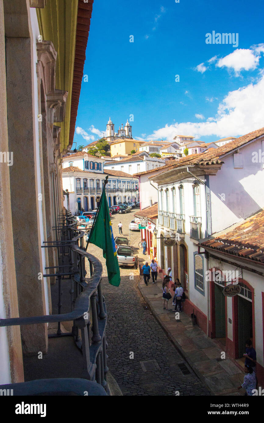 Città, street, Ouro Preto, Minas Gerais, Brasile Foto Stock