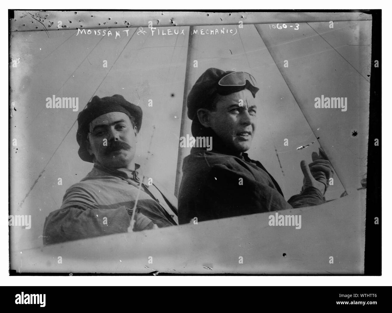 E Moissant Fileux, suo meccanico in aereo Foto Stock