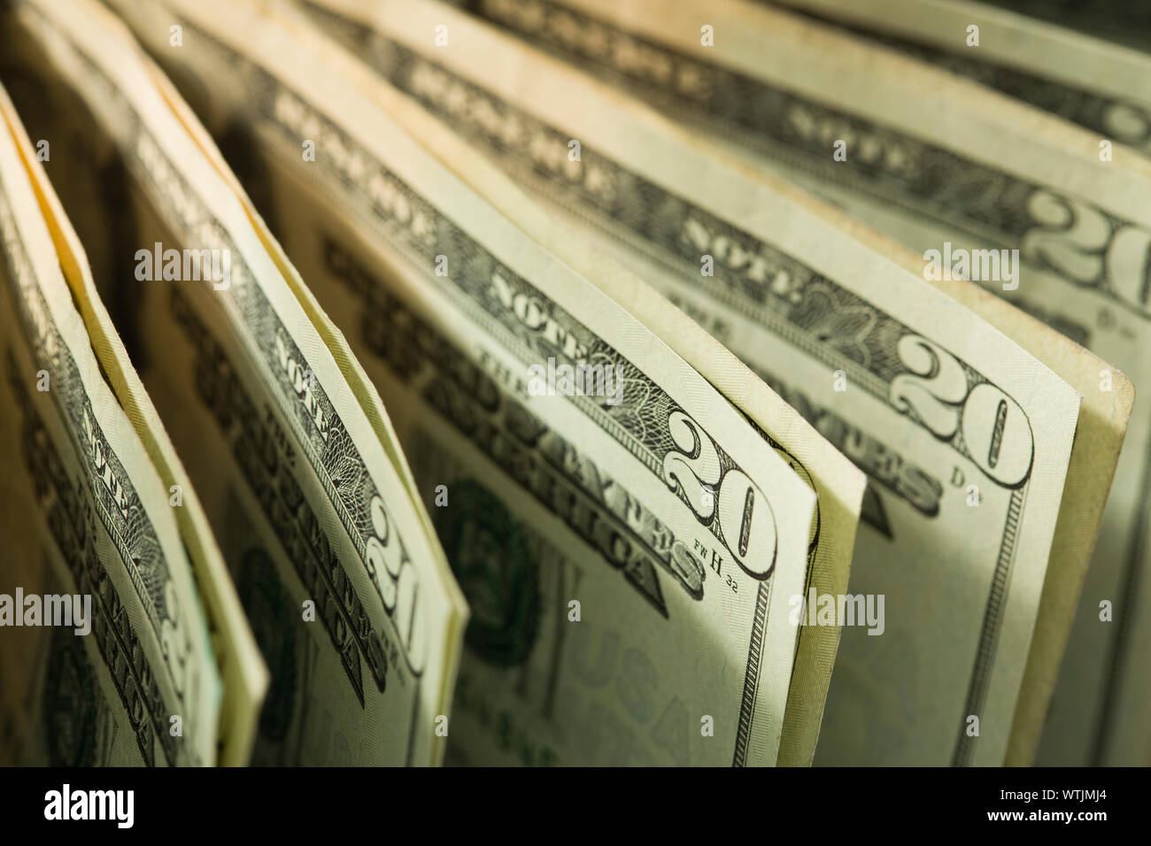 Close up di American venti le fatture del dollaro Foto Stock