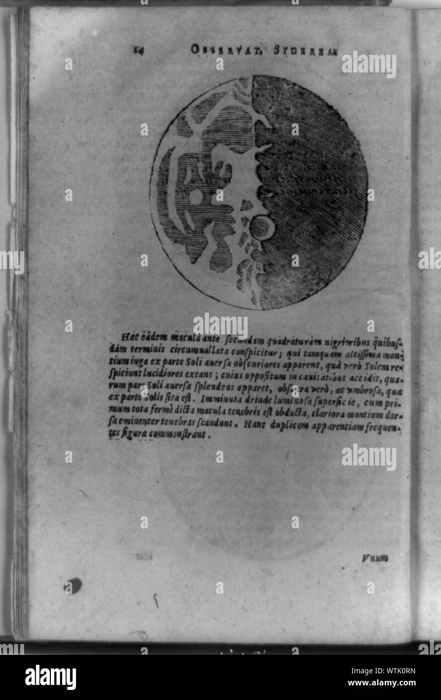 Luna come corpo solido con superficie irregolare funzioni in primo telescopico di disegni della luna per essere pubblicato Foto Stock