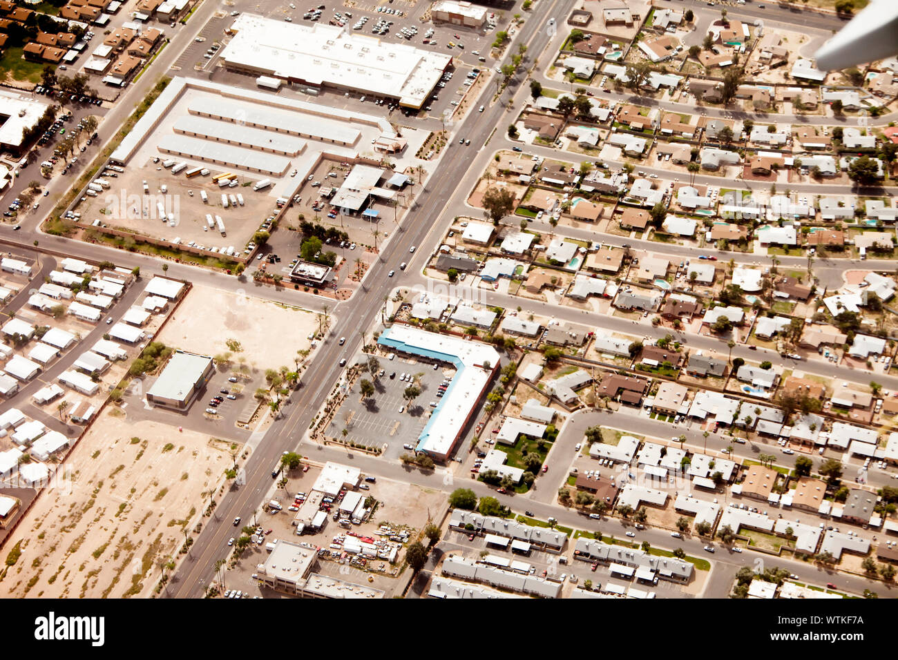 Vista aerea di utilizzo misto residenziale e commerciale di Phoenix, Arizona Foto Stock