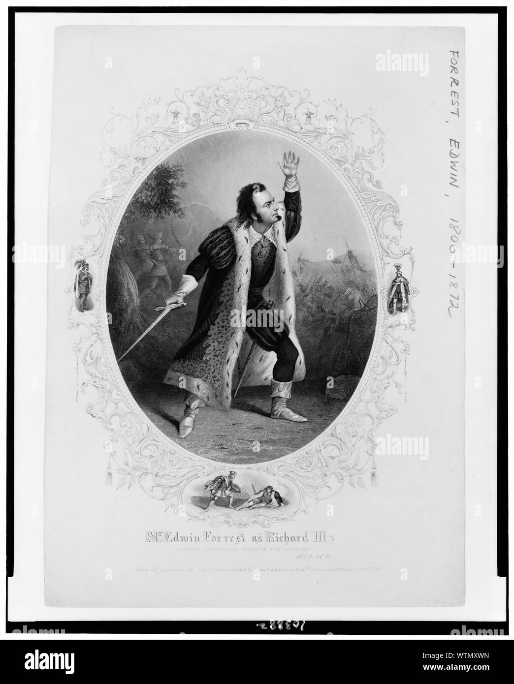 Il sig. Edwin Forrest come Richard III. Un cavallo, un cavallo, il mio regno per un cavallo. Atto 5, Sc. 2 Foto Stock