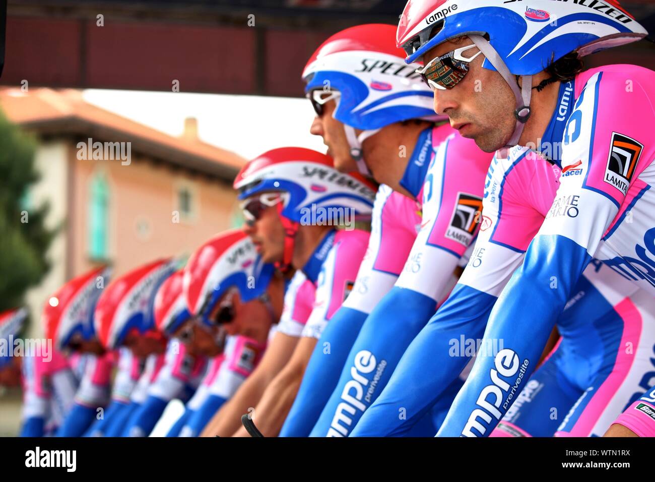 Squadra Lampre si prepara per il team crono al Giro di Italia Foto stock -  Alamy