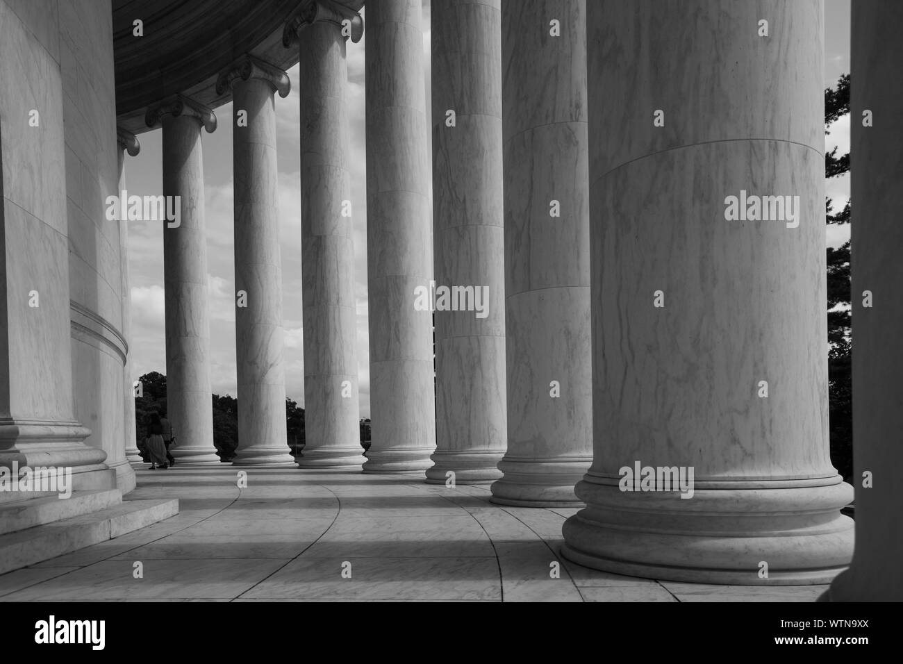 Le colonne al di fuori del Jefferson Memorial di Washington DC. Foto Stock