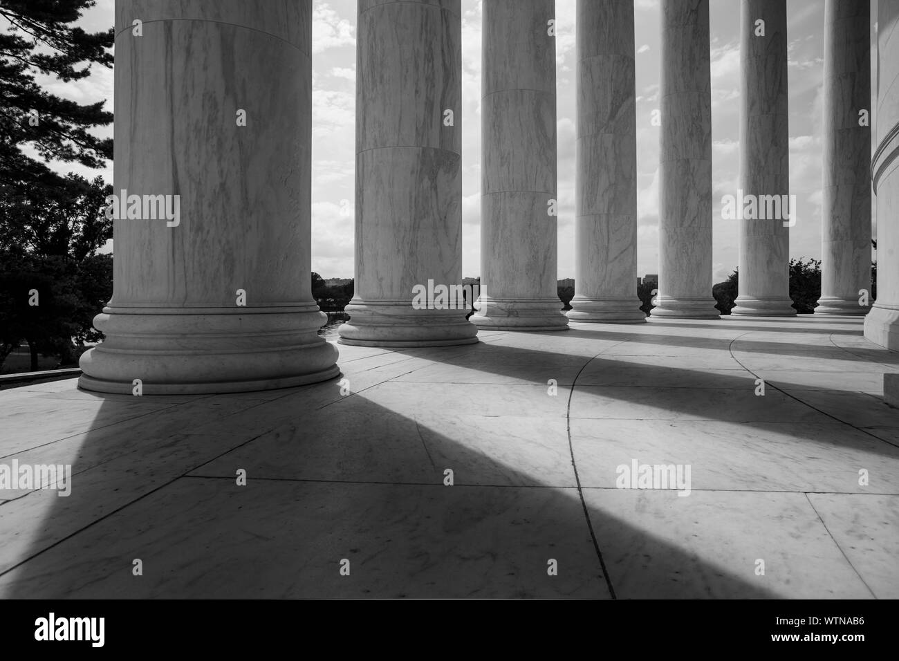 Le colonne al di fuori del Jefferson Memorial in Washington, DC Foto Stock