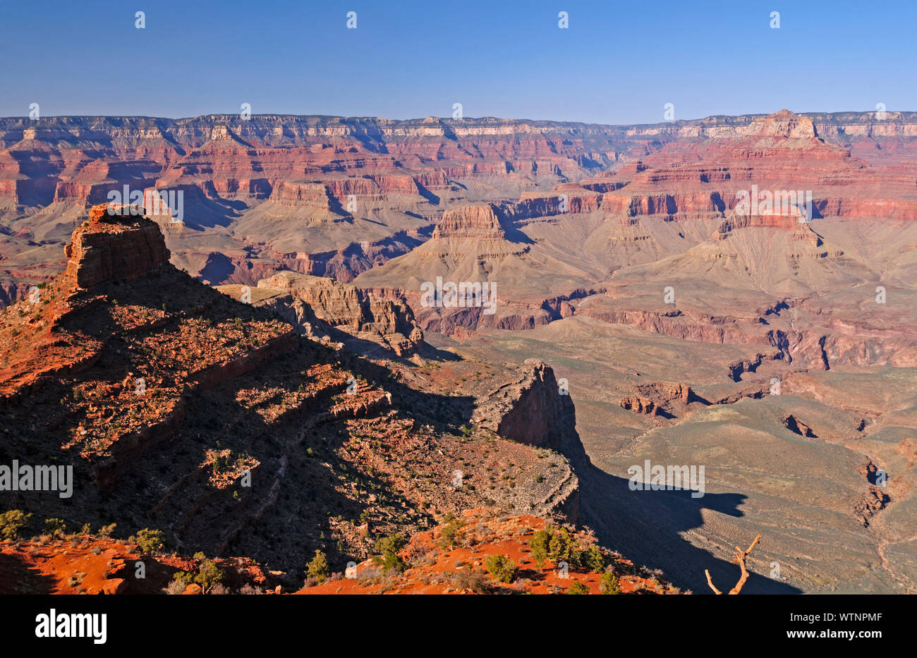 Le ombre della sera da Cedar Ridge sulla South Kaibab Trail nel Grand Canyon Foto Stock