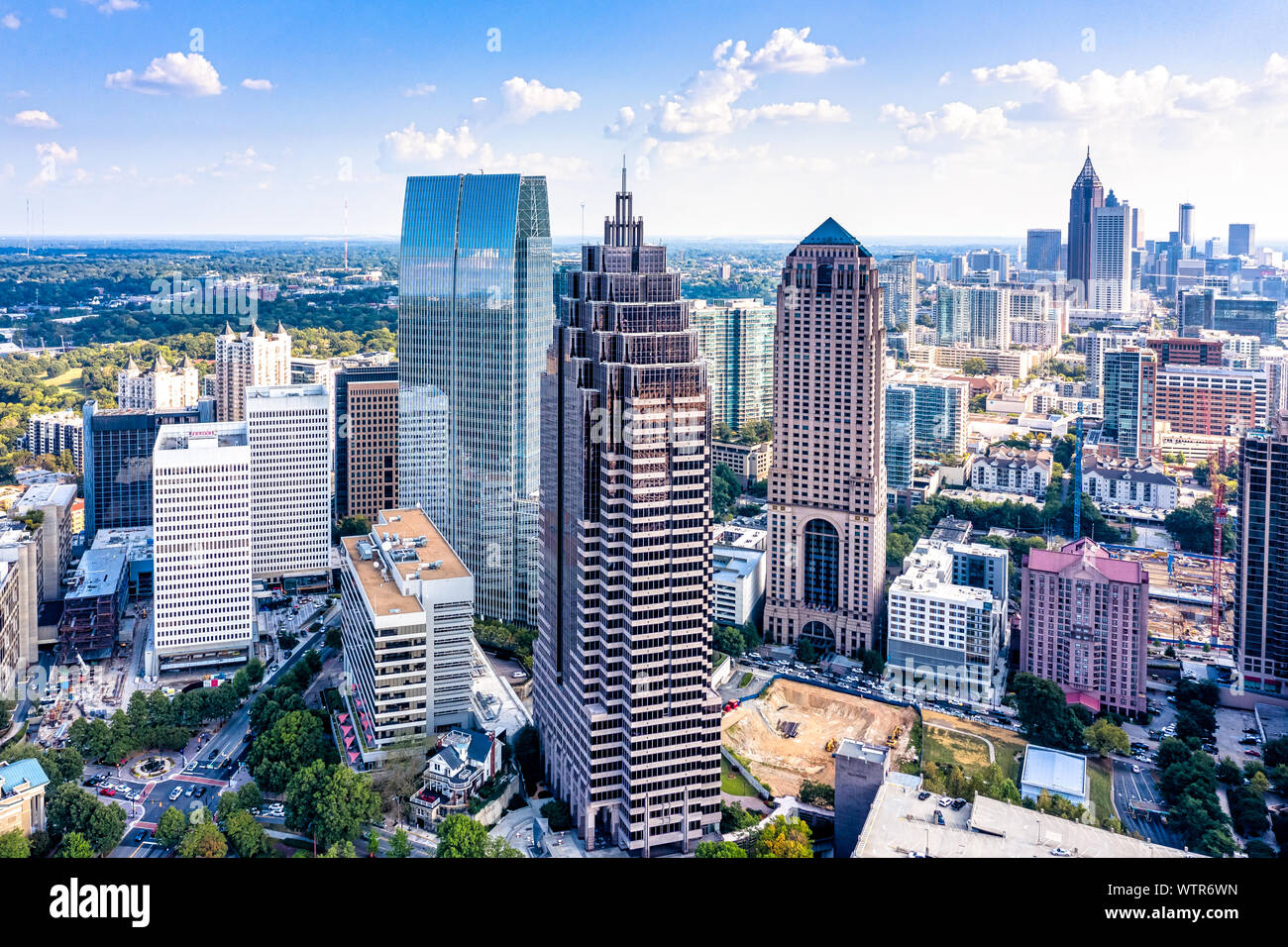 Vista aerea downtown Atlanta skyline Foto Stock