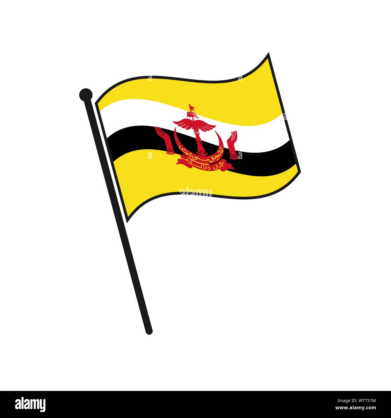 Semplice bandiera icona Brunei isolati su sfondo bianco Illustrazione Vettoriale