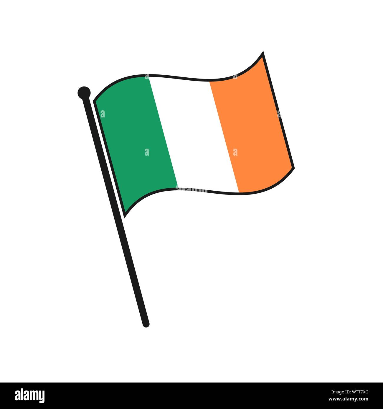 Semplice bandiera icona Irlanda isolati su sfondo bianco Illustrazione Vettoriale