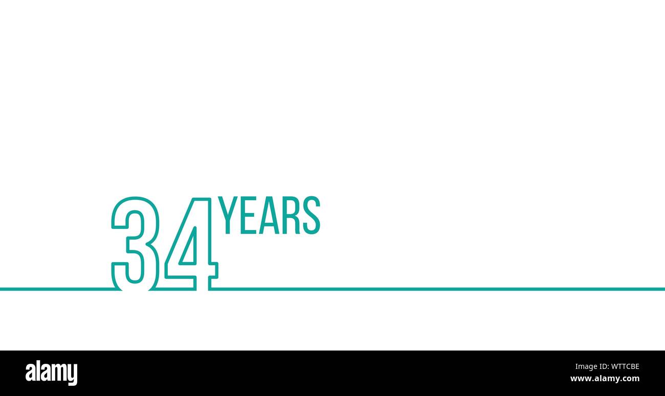 34 anni di anniversario o compleanno. Profilo lineare grafica. Può essere utilizzato per la stampa di materiali, brouchures, coperchi relazioni. Stock illustrazione vettoriale Illustrazione Vettoriale