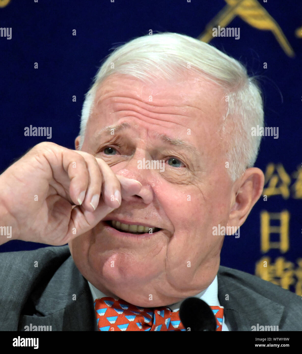 Tokyo, Giappone. Xii Sep, 2019. Investitore americano Jim Rogers parla a corrispondenti stranieri club a Tokyo il Giovedì 12 Settembre, 2019. Rogers era in città per promuovere il suo nuovo libro,?Il futuro del Giappone e del mondo che verrà letto attraverso il flusso di denaro. Credito: Natsuki Sakai/AFLO/Alamy Live News Foto Stock