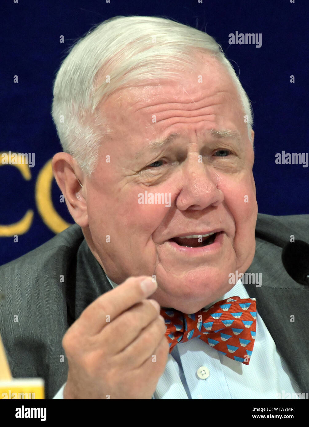 Tokyo, Giappone. Xii Sep, 2019. Investitore americano Jim Rogers parla a corrispondenti stranieri club a Tokyo il Giovedì 12 Settembre, 2019. Rogers era in città per promuovere il suo nuovo libro,?Il futuro del Giappone e del mondo che verrà letto attraverso il flusso di denaro. Credito: Natsuki Sakai/AFLO/Alamy Live News Foto Stock
