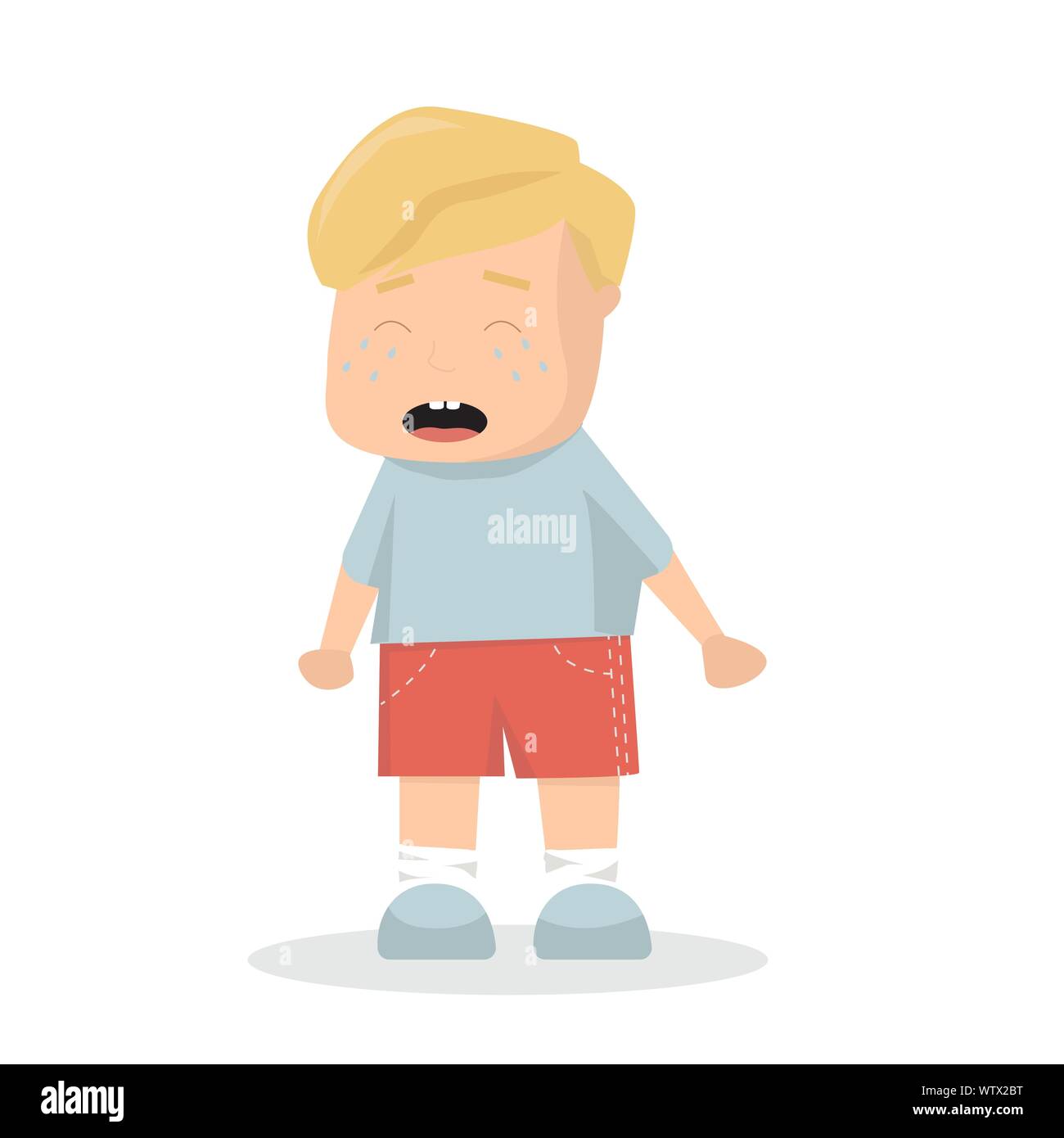 Capelli biondi di piangere little boy. Illustrazione Vettoriale