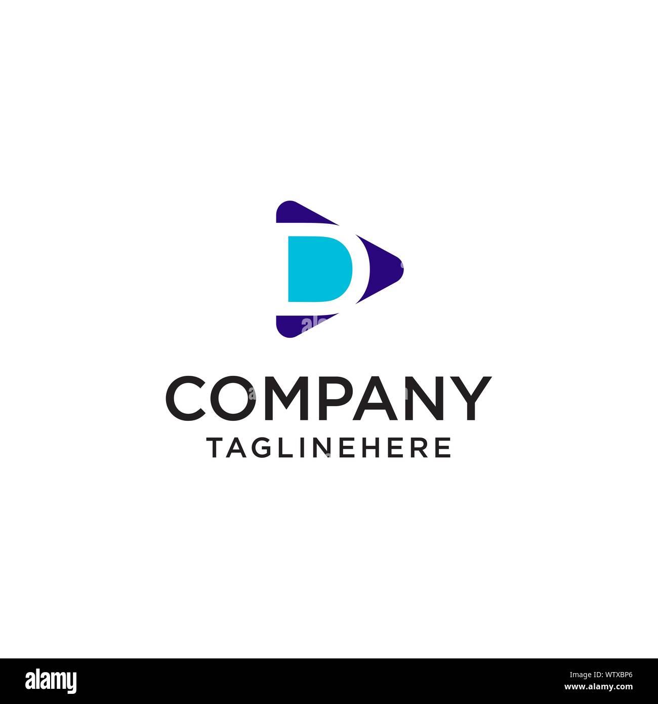 Riprodurre file multimediali con la lettera D logo design modello di concetto Illustrazione Vettoriale