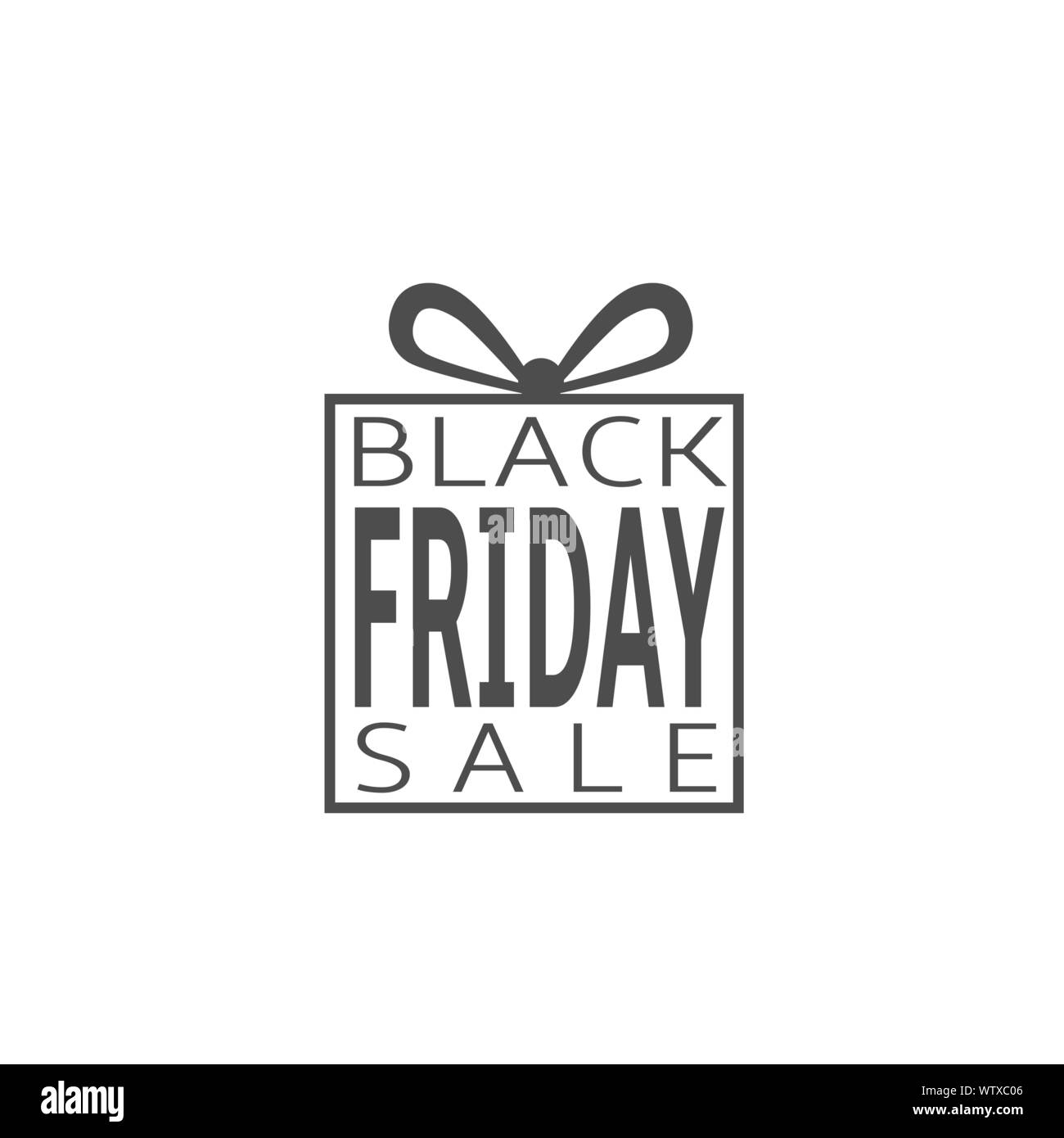 Venerdì nero icona. Confezione regalo con fiocco, giornata di acquisti Illustrazione Vettoriale