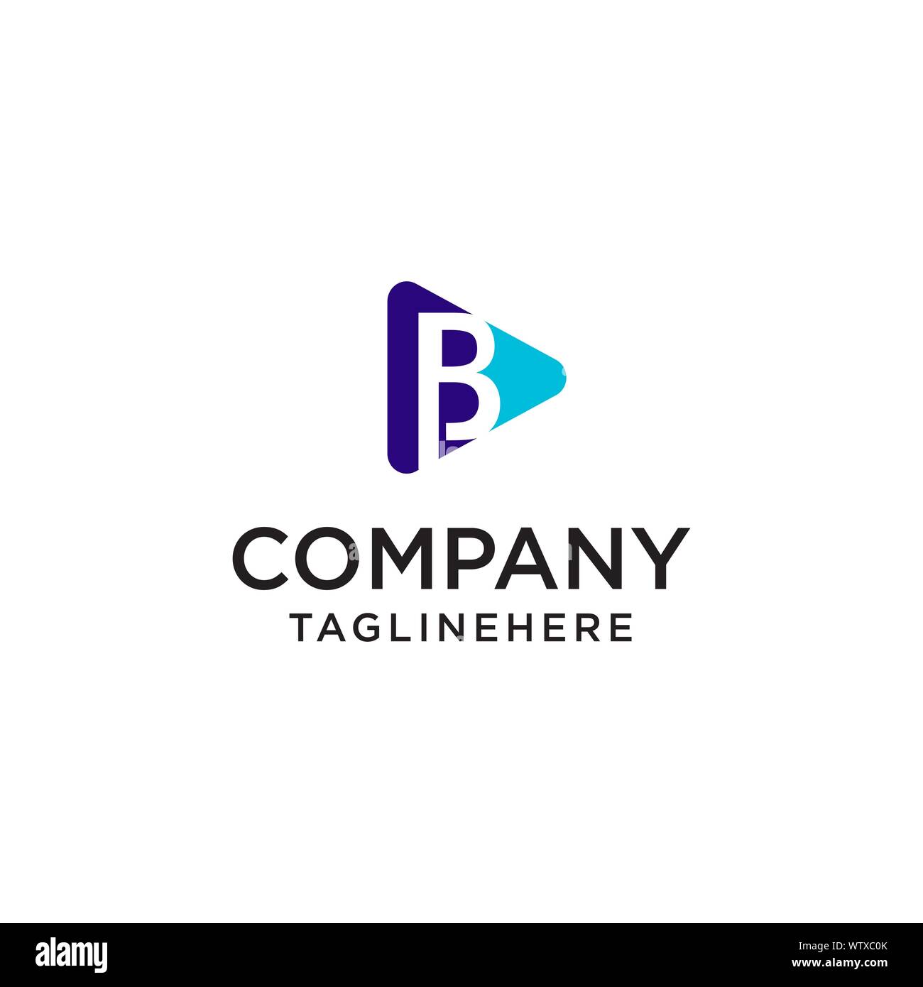 Riprodurre file multimediali lettera b logo design modello di concetto Illustrazione Vettoriale