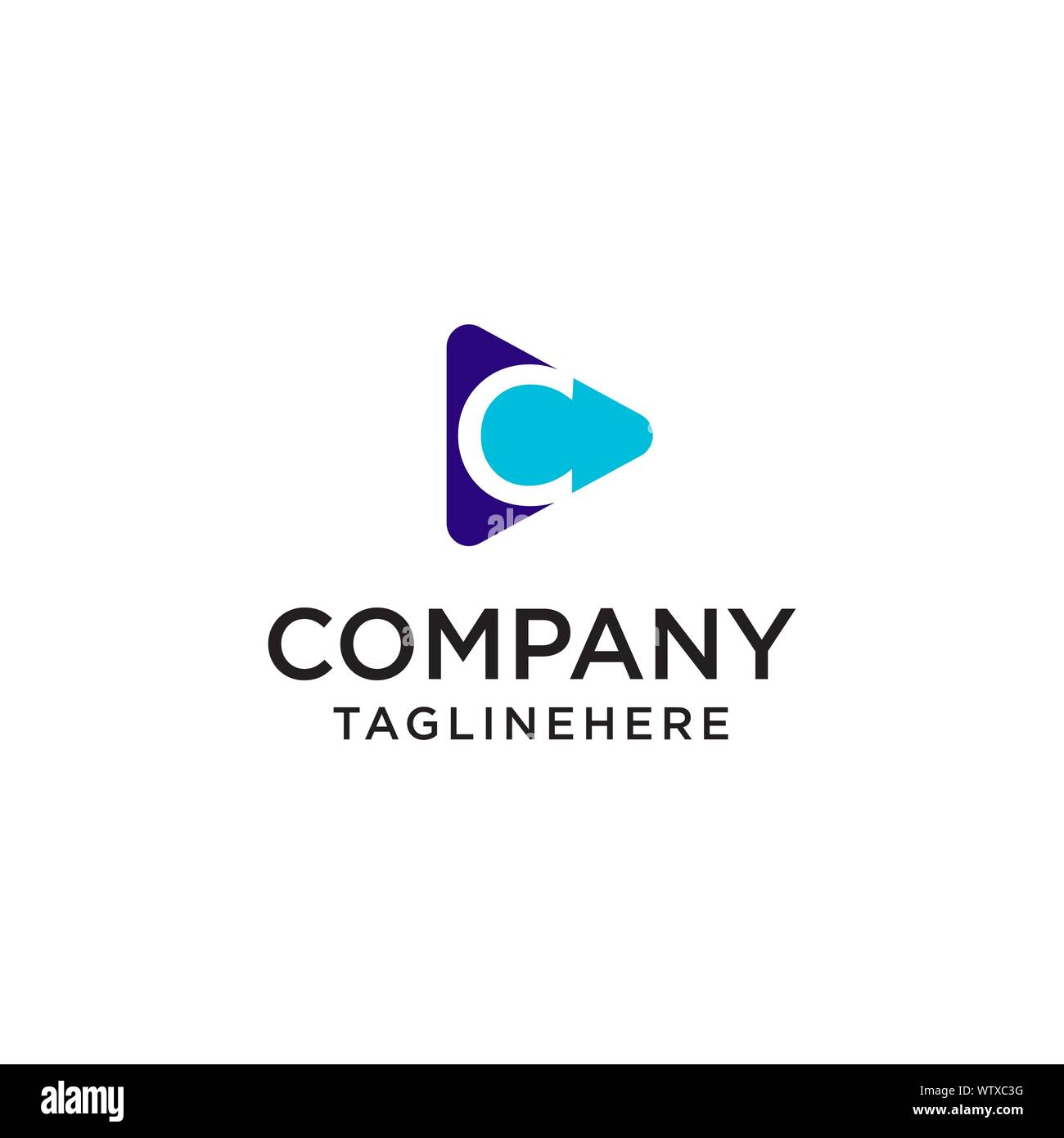 Riprodurre file multimediali lettera C logo design modello di concetto Illustrazione Vettoriale