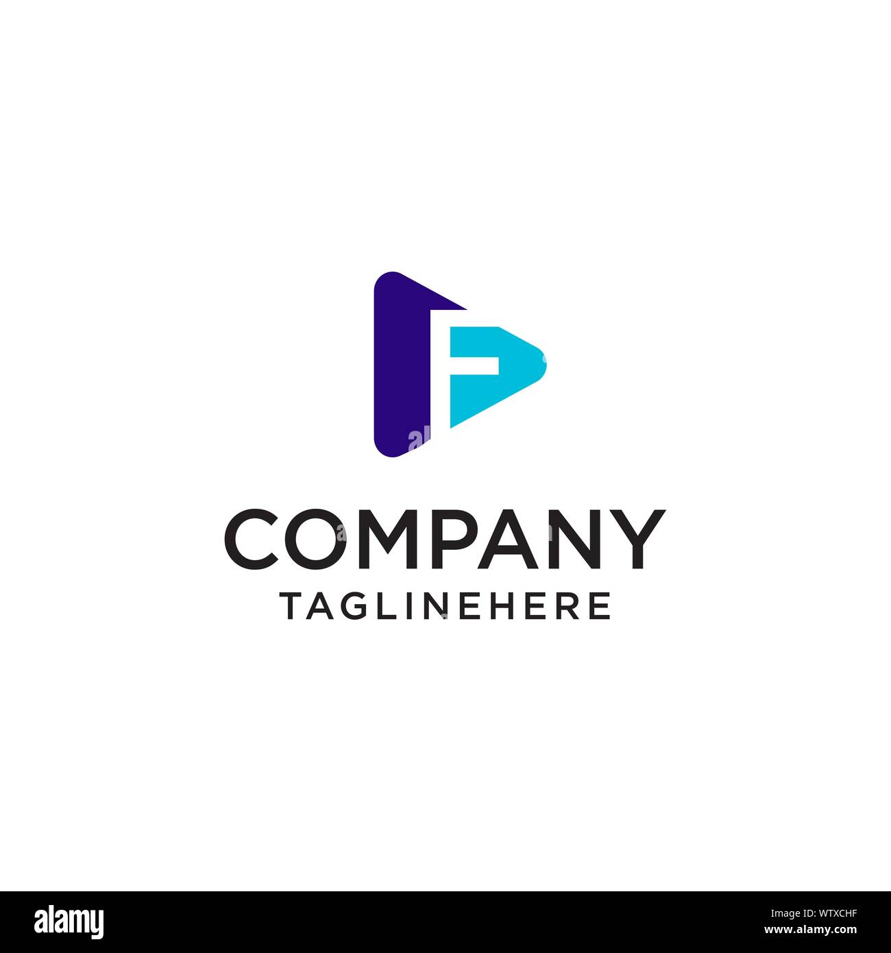 Riprodurre file multimediali lettera F logo design modello di concetto Illustrazione Vettoriale