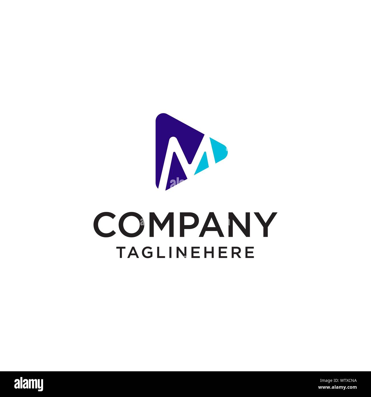 Riprodurre file multimediali lettera M logo design modello di concetto Illustrazione Vettoriale