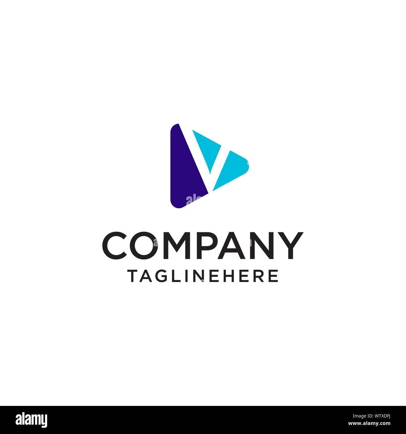 Riprodurre file multimediali lettera V logo design modello di concetto Illustrazione Vettoriale