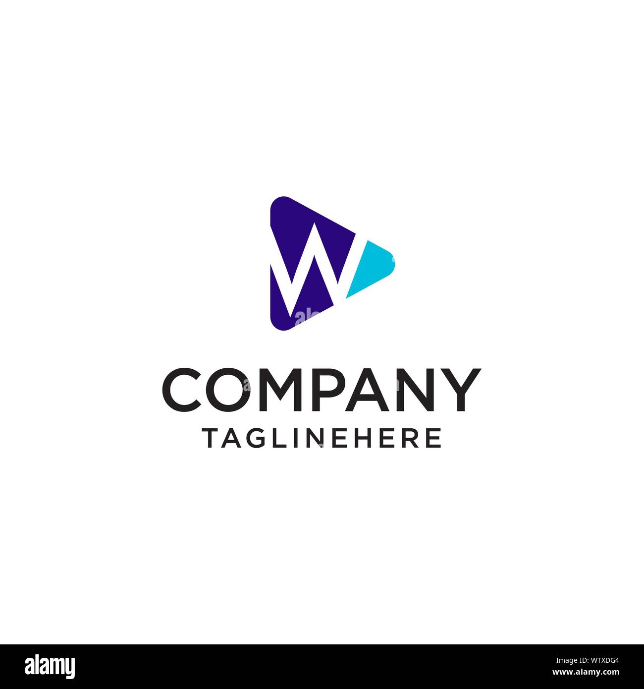 Riprodurre file multimediali lettera W logo design modello di concetto Illustrazione Vettoriale