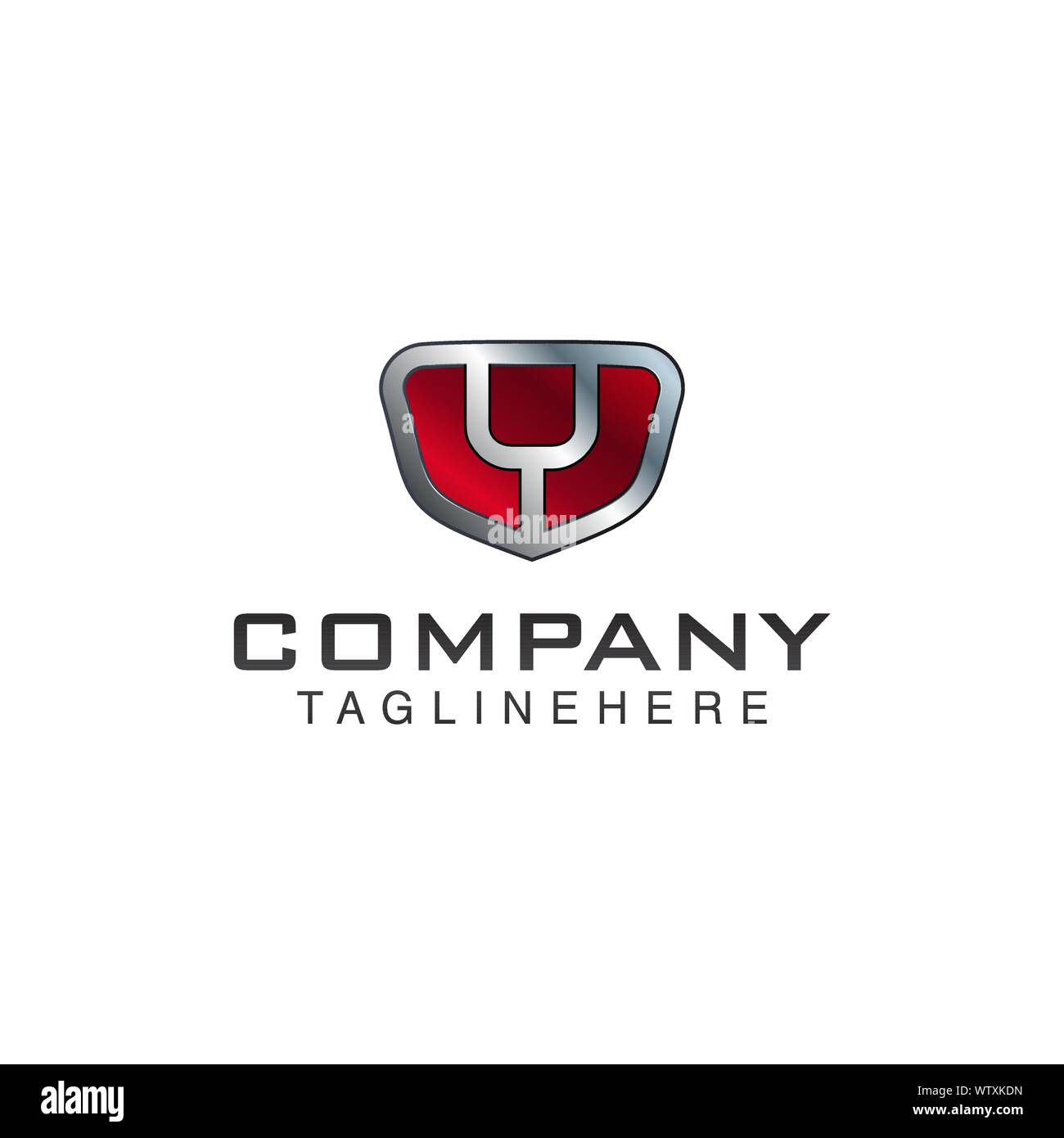 Lettera Y shield logo vettoriale modello. Colore nero e rosso. Questo alfabeto o font Symbol adatto per la protezione business o automotive Illustrazione Vettoriale