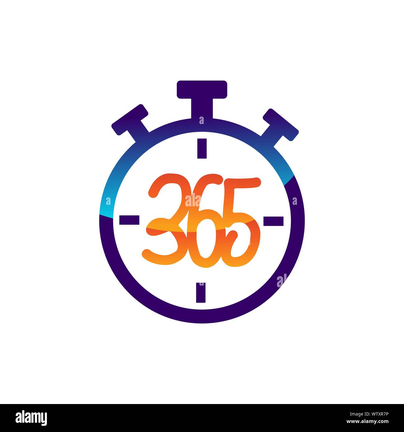Cronometro 365 infinity icona logo design illustrazione vettore Illustrazione Vettoriale