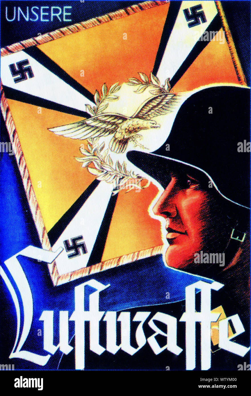 Luftwaffe Nazista di propaganda bellica postacard Foto Stock