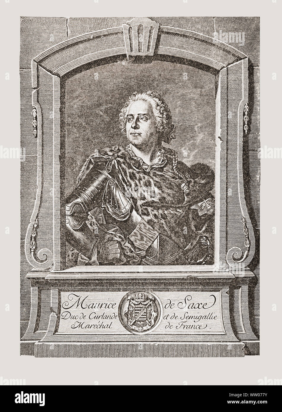 Maurice de Saxe Maresciallo Generale di Francia, tedesco, all'età di 17 ha comandato il suo reggimento della Royal Army sassone Foto Stock