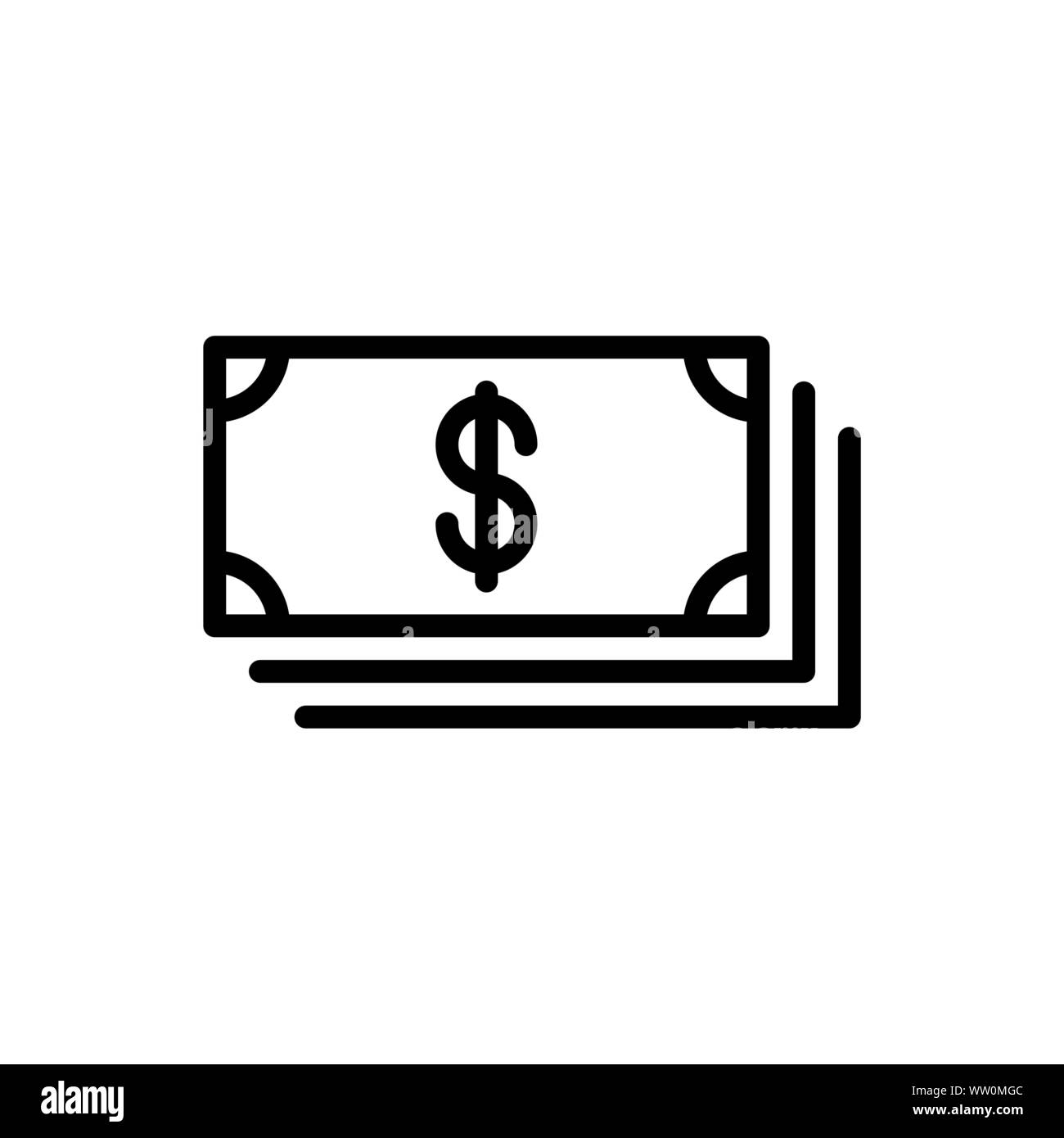 Simbolo del dollaro valuta il denaro semplice piatto icona di stile. Illustrazione Vettoriale