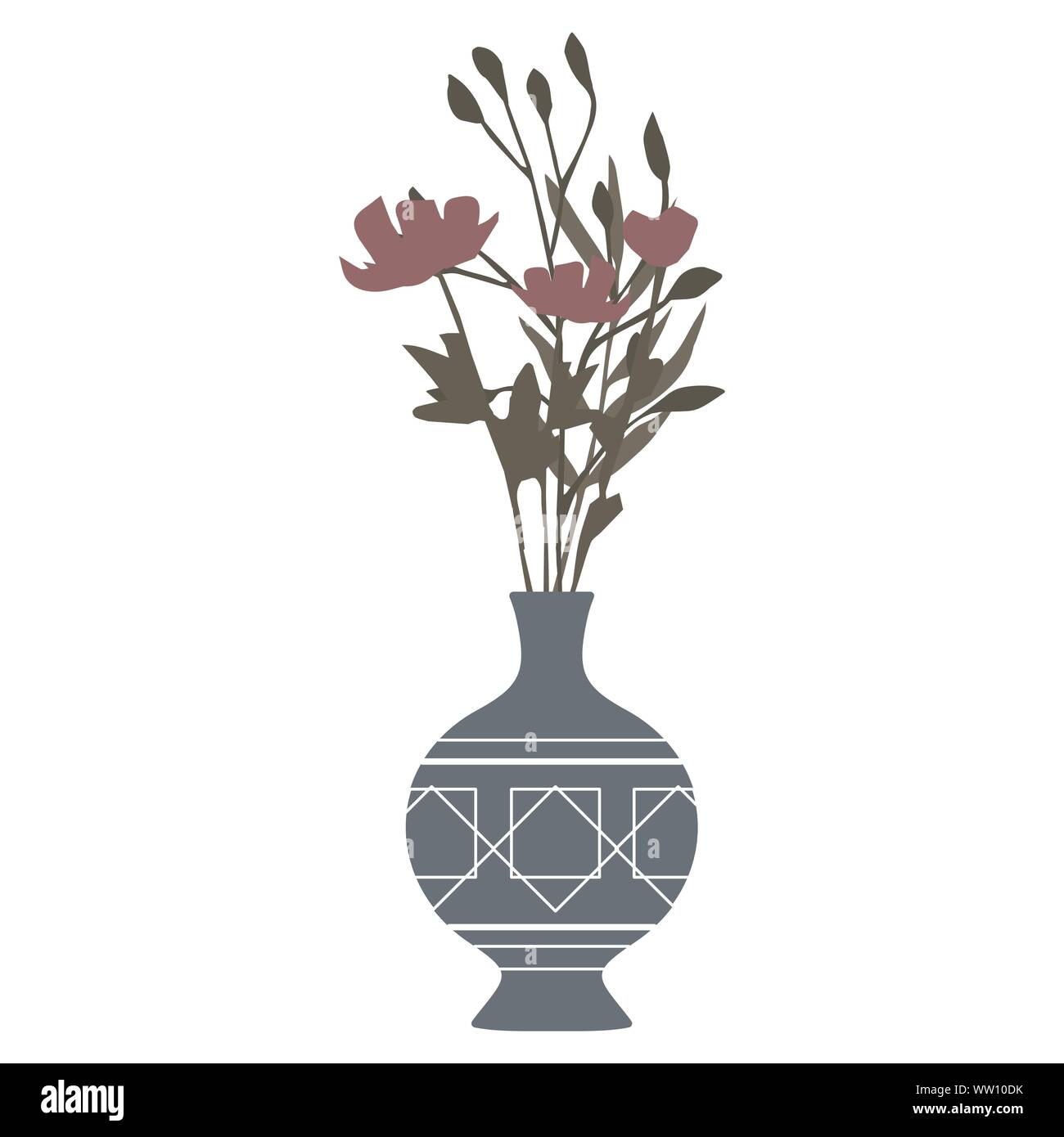 Illustrazione vettoriale di un mazzo di fiori in un vaso Illustrazione Vettoriale