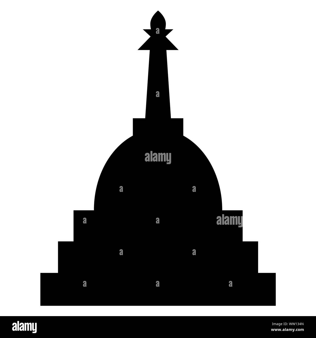 Stupa tibetano su uno sfondo bianco. Architettura religiosa Foto Stock