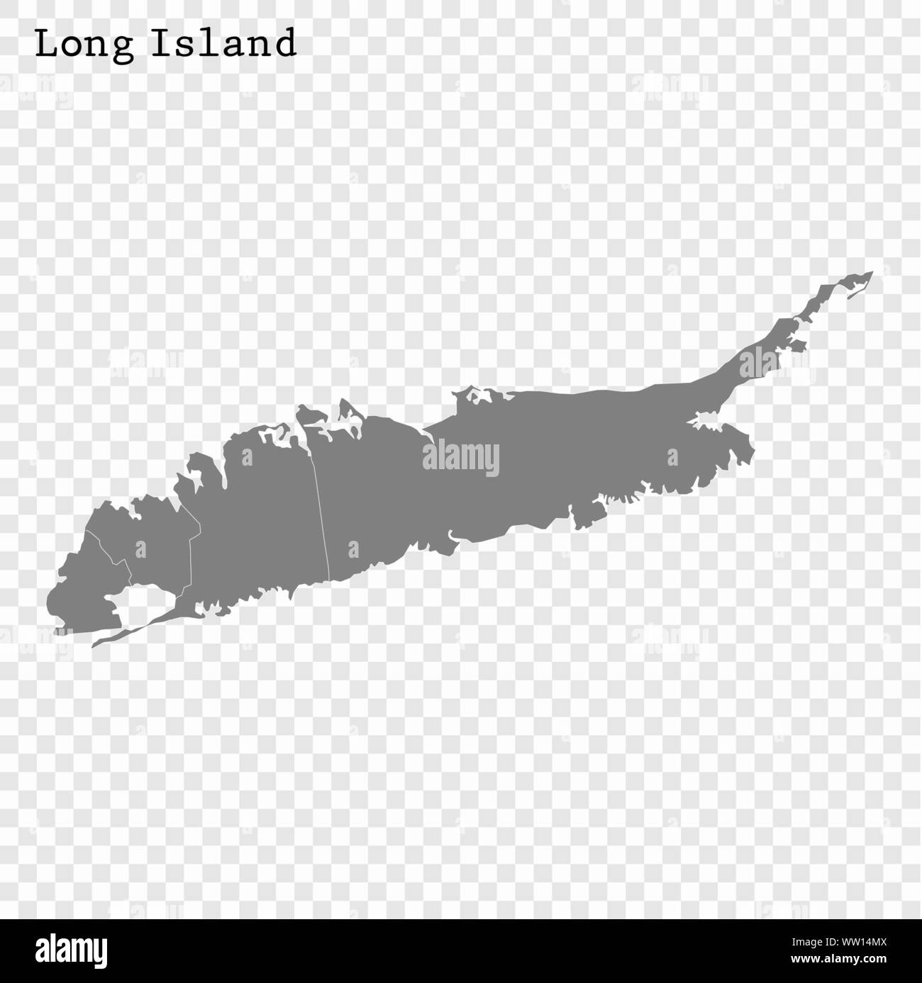 Alta qualità mappa di Long Island è un isola di Stati Uniti Illustrazione Vettoriale