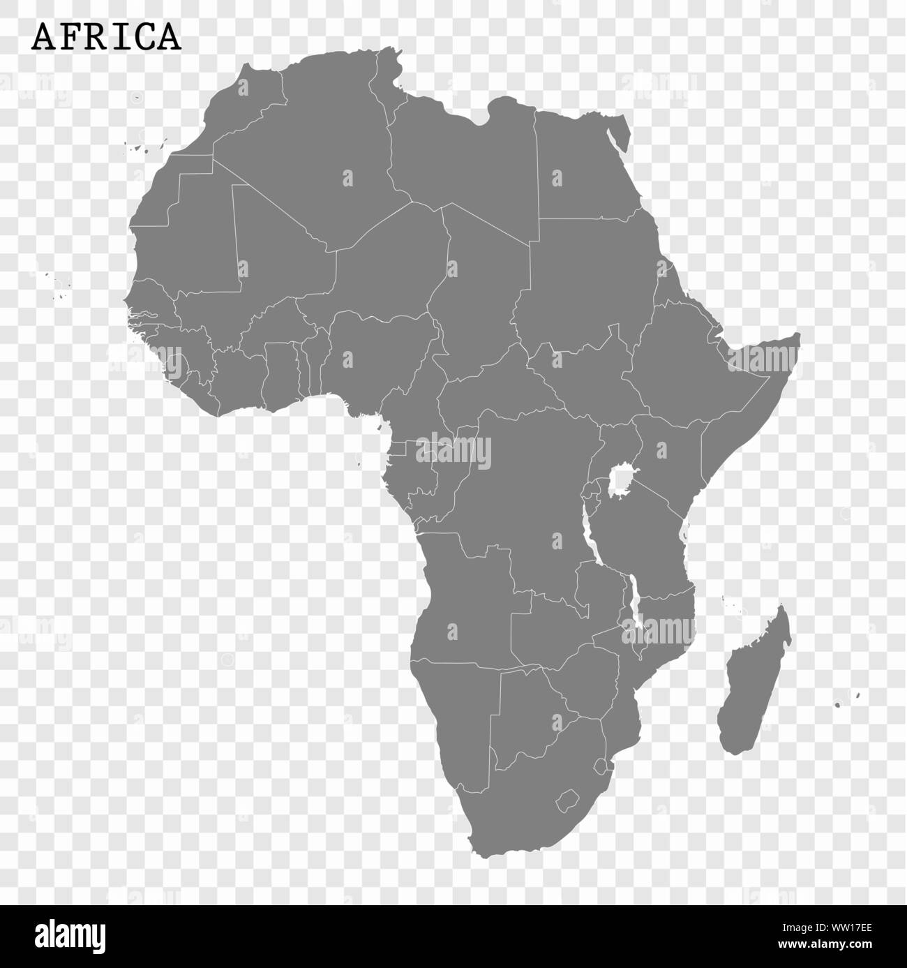Alta qualità Mappa di Africa con i confini delle regioni Illustrazione Vettoriale
