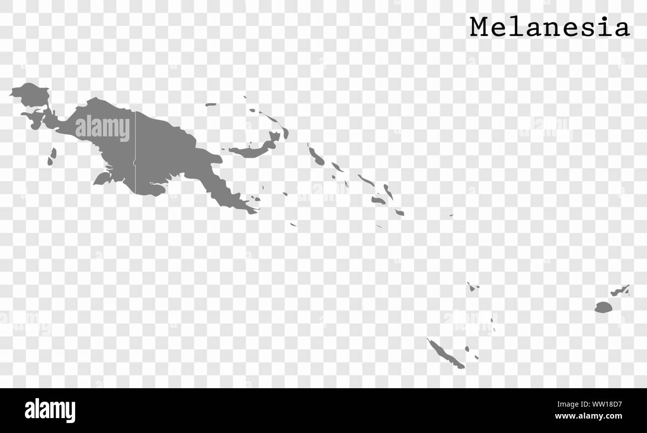Alta qualità mappa di Melanesia con i confini delle regioni Illustrazione Vettoriale