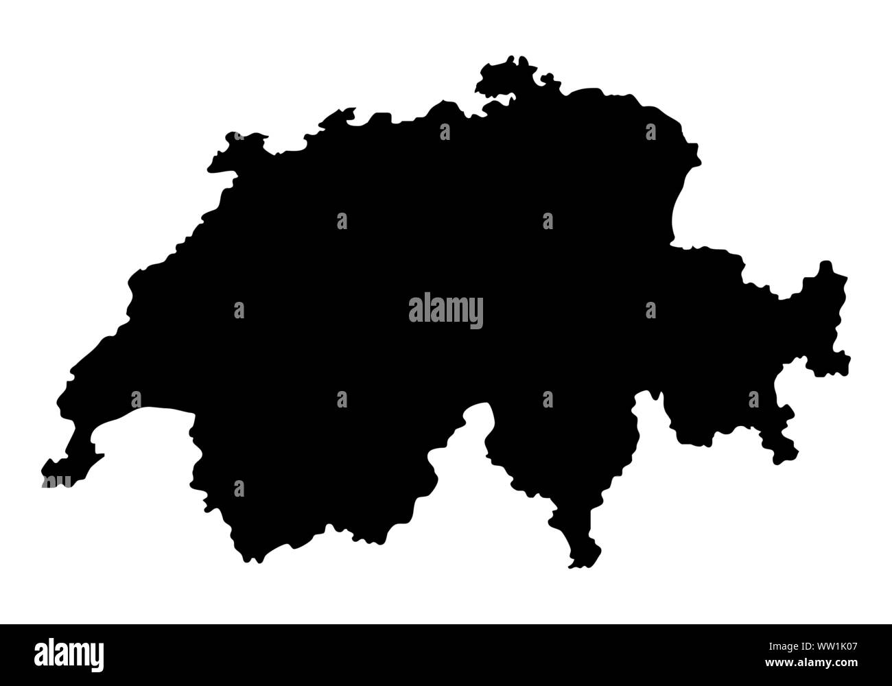 Silhouette Svizzera mappa Illustrazione Vettoriale
