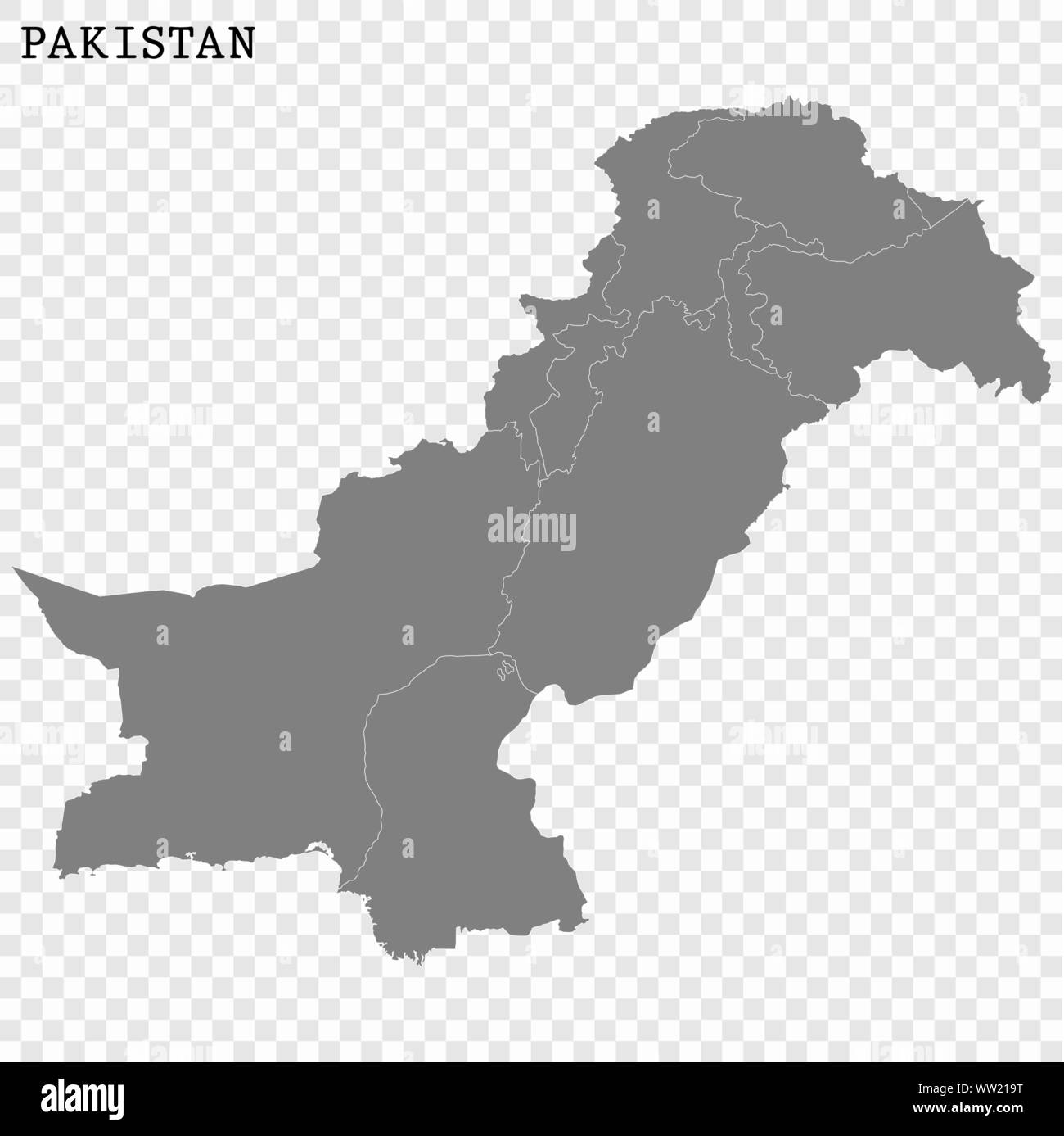 Alta qualità mappa del Pakistan con i confini delle regioni Illustrazione Vettoriale