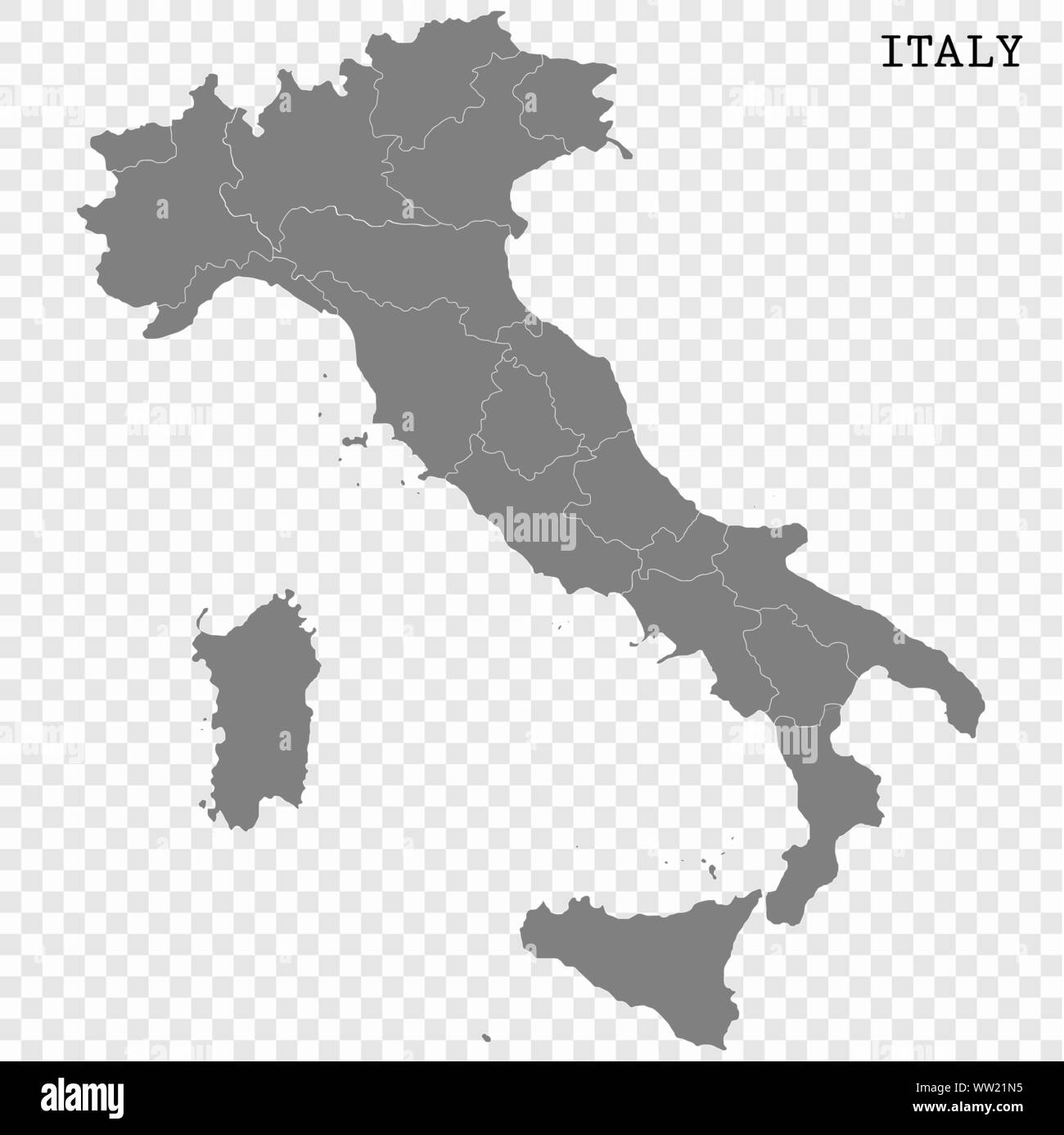 Alta qualità Mappa di Italia con i confini delle regioni Illustrazione Vettoriale