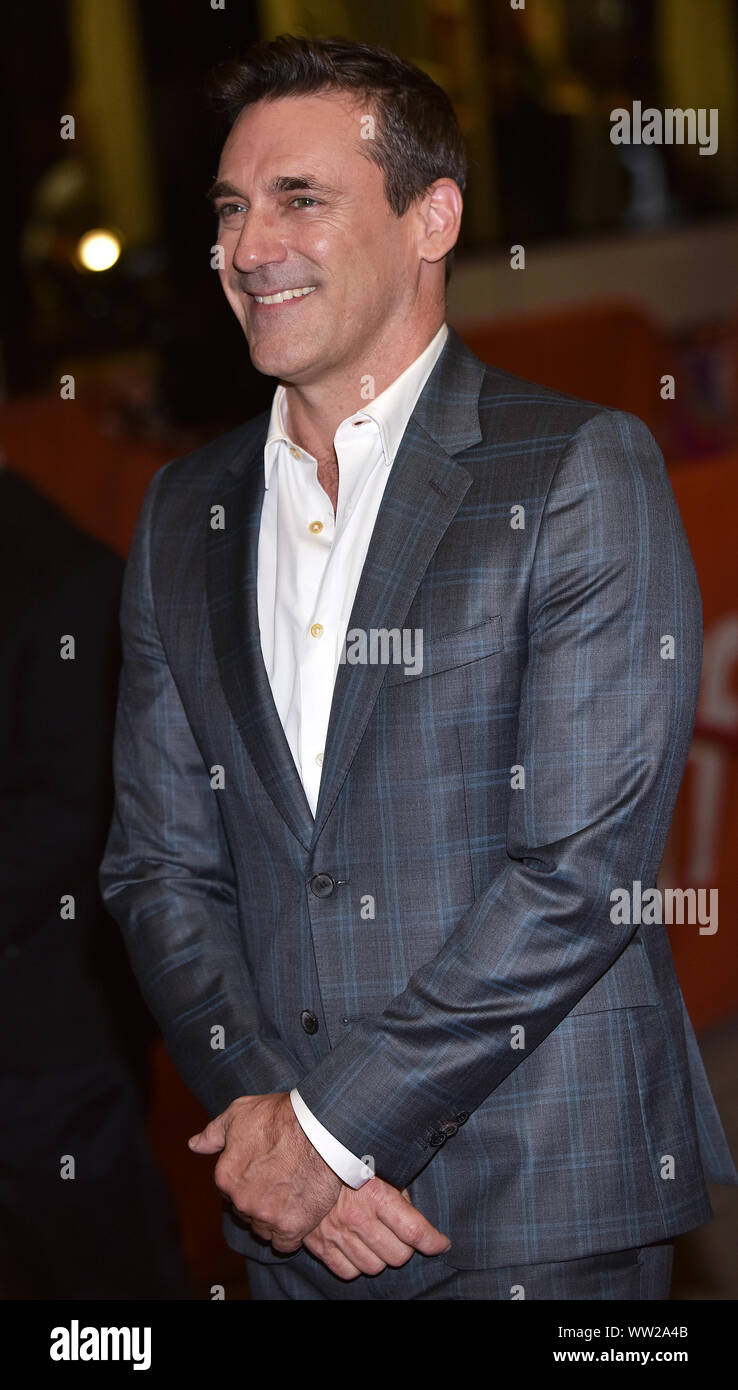 Toronto, Canada. 11 Sett 2019. Jon Hamm arriva per la prima mondiale di "Lucy nel Cielo' alla Principessa del Galles Theatre durante il Toronto International Film Festival di Toronto, Canada Mercoledì, 11 settembre 2019. Foto di Chris Chew/UPI Credito: UPI/Alamy Live News Foto Stock