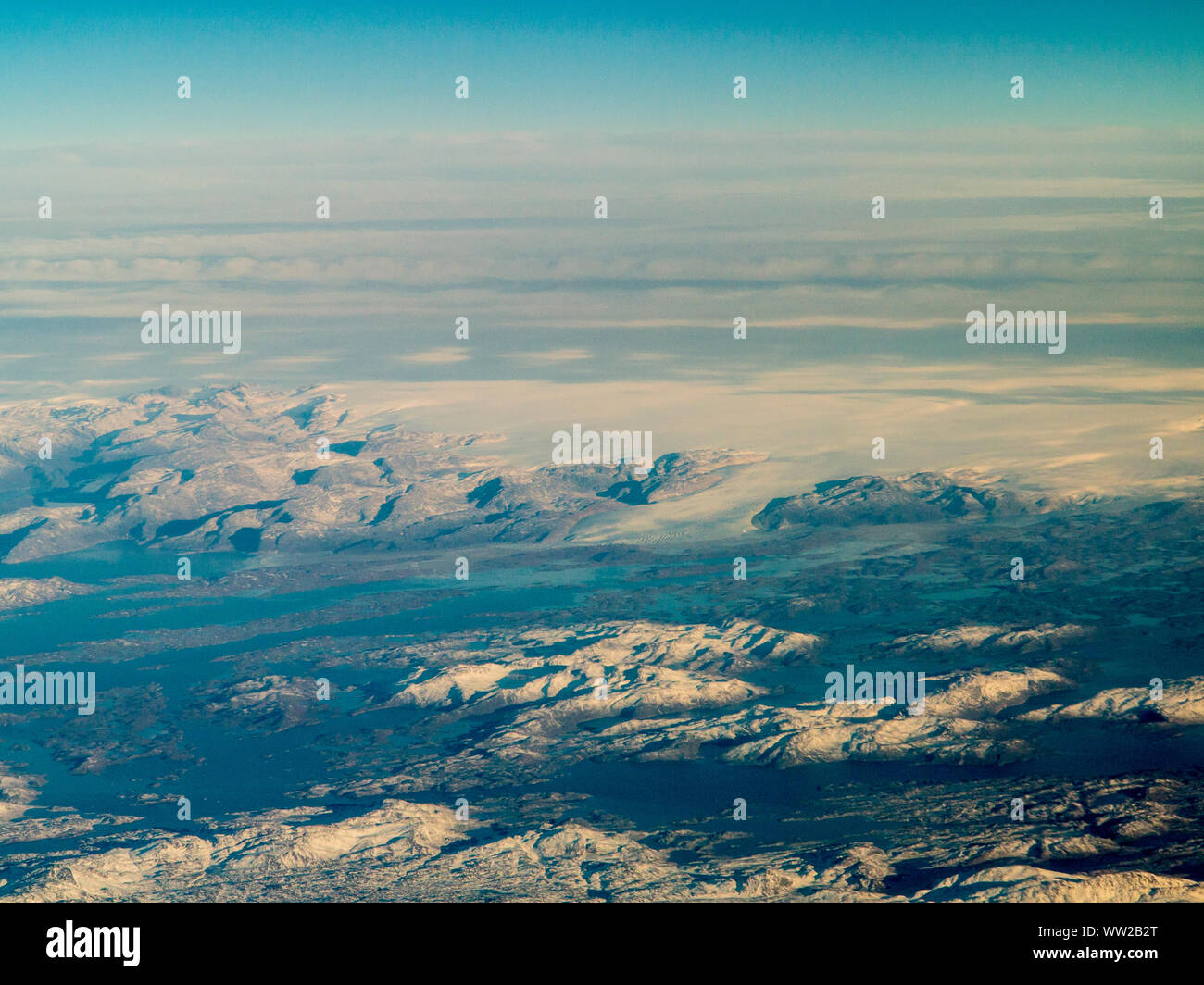 Vista aerea della Groenlandia il ghiaccio polare foglio Foto Stock